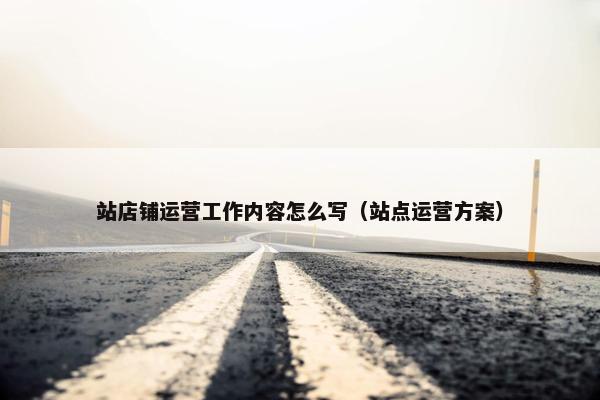 站店铺运营工作内容怎么写（站点运营方案）