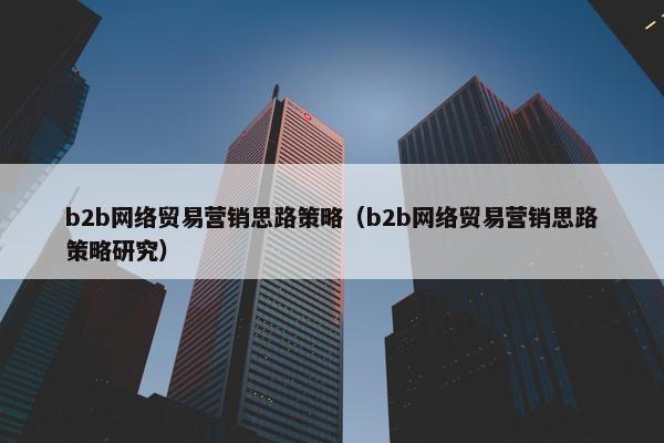 b2b网络贸易营销思路策略（b2b网络贸易营销思路策略研究）