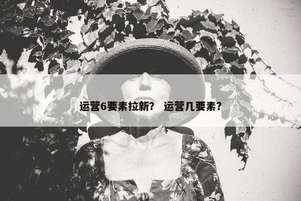 运营6要素拉新？ 运营几要素？