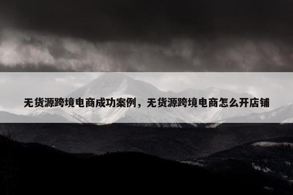 无货源跨境电商成功案例，无货源跨境电商怎么开店铺