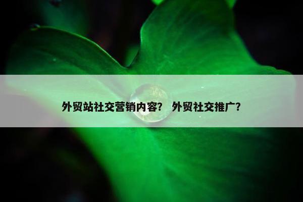 外贸站社交营销内容？ 外贸社交推广？