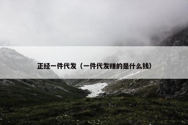 正经一件代发（一件代发赚的是什么钱）
