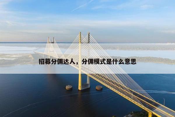 招募分佣达人，分佣模式是什么意思