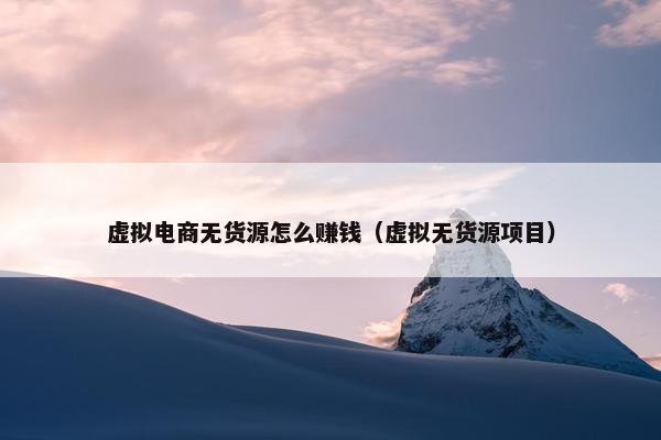 虚拟电商无货源怎么赚钱（虚拟无货源项目）