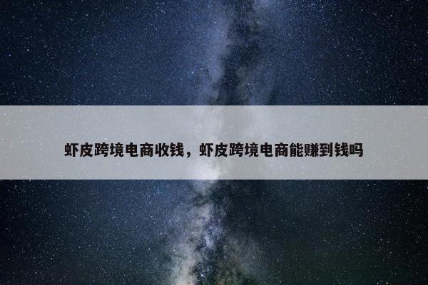 虾皮跨境电商收钱，虾皮跨境电商能赚到钱吗