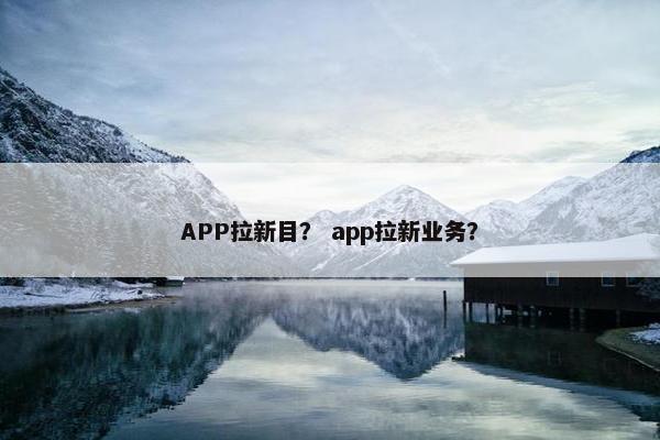 APP拉新目？ app拉新业务？
