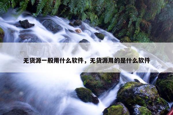 无货源一般用什么软件，无货源用的是什么软件