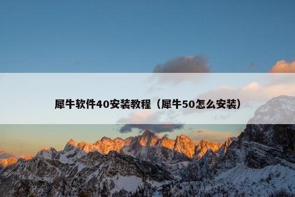 犀牛软件40安装教程（犀牛50怎么安装）