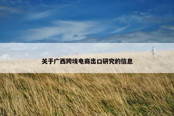 关于广西跨境电商出口研究的信息