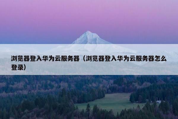 浏览器登入华为云服务器（浏览器登入华为云服务器怎么登录）