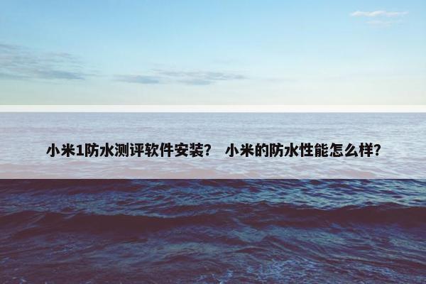 小米1防水测评软件安装？ 小米的防水性能怎么样？