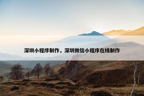 深圳小程序制作，深圳微信小程序在线制作