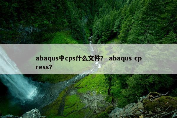 abaqus中cps什么文件？ abaqus cpress？