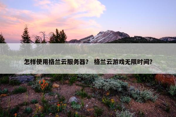 怎样使用格兰云服务器？ 格兰云游戏无限时间？