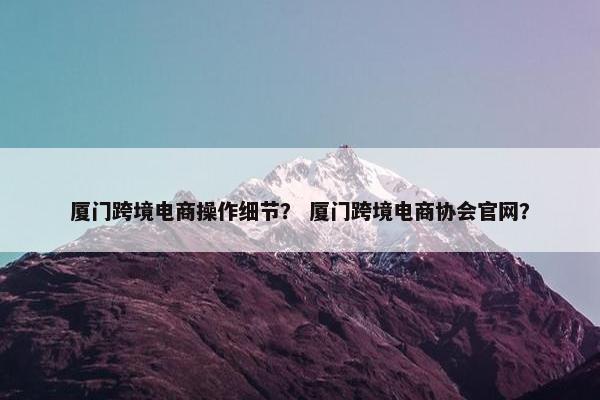 厦门跨境电商操作细节？ 厦门跨境电商协会官网？