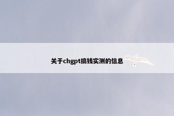 关于chgpt搞钱实测的信息