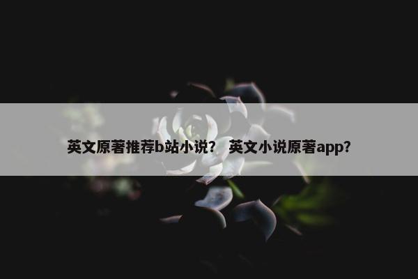 英文原著推荐b站小说？ 英文小说原著app？