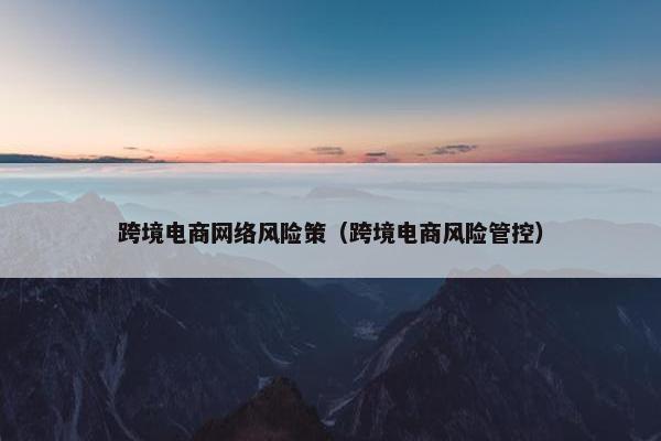 跨境电商网络风险策(跨境电商风险管控) 跨境电商网络风险策(跨境电商风险管控)