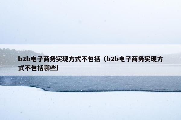 b2b电子商务实现方式不包括（b2b电子商务实现方式不包括哪些）