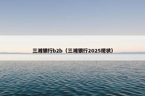 三湘银行b2b(三湘银行2025现状)