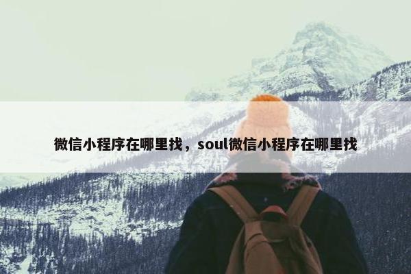 微信小程序在哪里找，soul微信小程序在哪里找