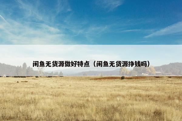 闲鱼无货源做好特点(闲鱼无货源挣钱吗)