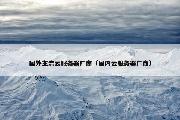 国外主流云服务器厂商(国内云服务器厂商)