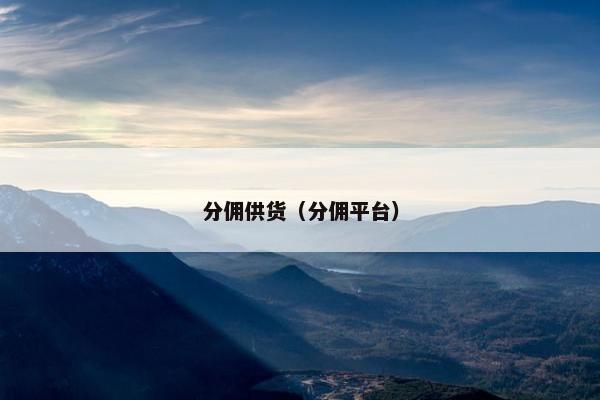 分佣供货（分佣平台）
