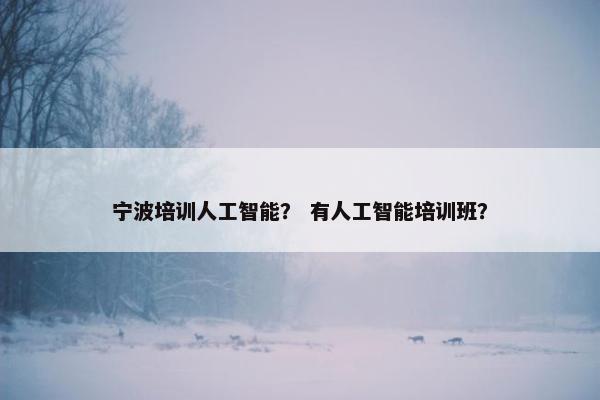 宁波培训人工智能？ 有人工智能培训班？