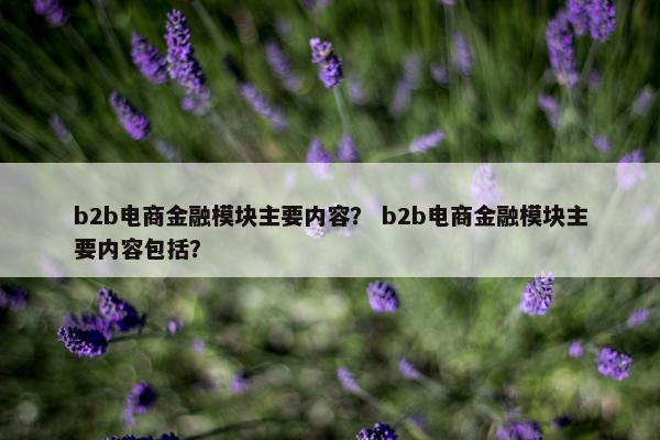 b2b电商金融模块主要内容？ b2b电商金融模块主要内容包括？