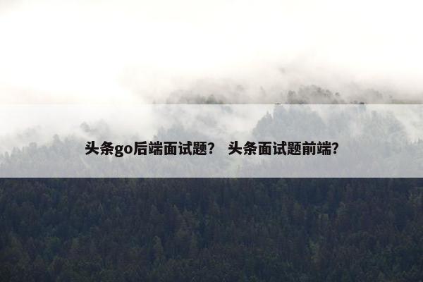 头条go后端面试题？ 头条面试题前端？
