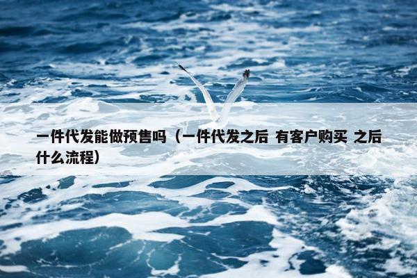 一件代发能做预售吗（一件代发之后 有客户购买 之后什么流程）