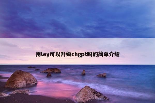 用ley可以升级chgpt吗的简单介绍