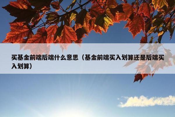买基金前端后端什么意思（基金前端买入划算还是后端买入划算）