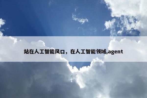 站在人工智能风口，在人工智能领域,agent
