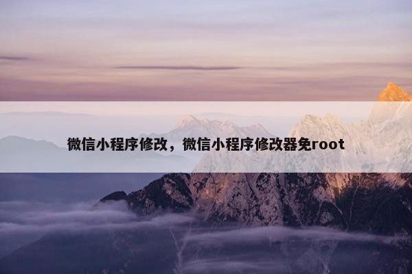 微信小程序修改，微信小程序修改器免root