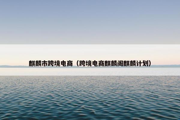 麒麟市跨境电商（跨境电商麒麟阁麒麟计划）