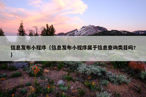 信息发布小程序（信息发布小程序属于信息查询类目吗?）