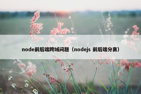 node前后端跨域问题（nodejs 前后端分离）