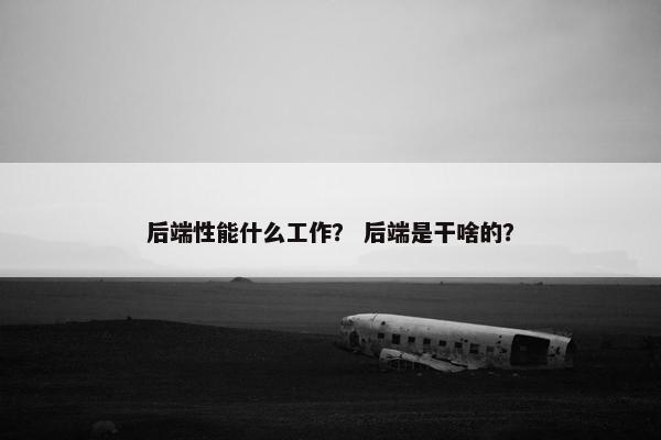后端性能什么工作？ 后端是干啥的？