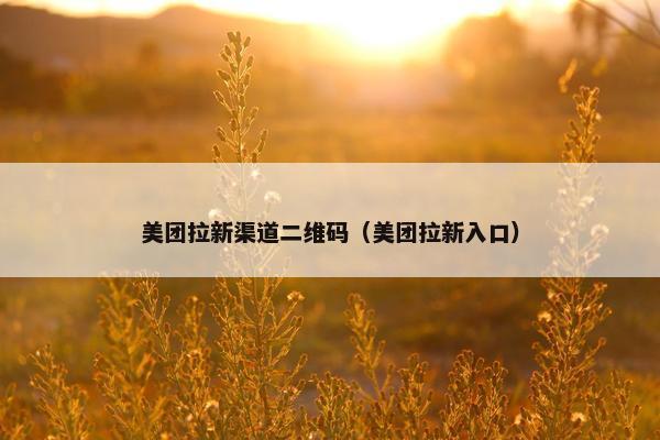 美团拉新渠道二维码（美团拉新入口）