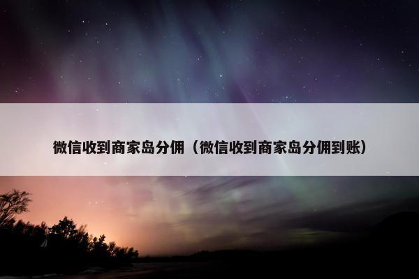 微信收到商家岛分佣（微信收到商家岛分佣到账）