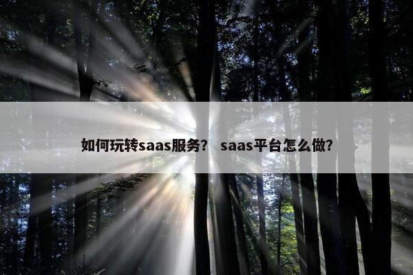 如何玩转saas服务? saas平台怎么做?