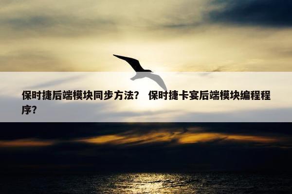 保时捷后端模块同步方法？ 保时捷卡宴后端模块编程程序？