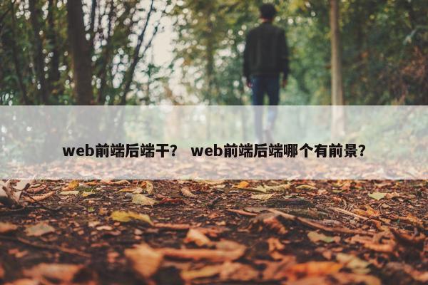 web前端后端干？ web前端后端哪个有前景？